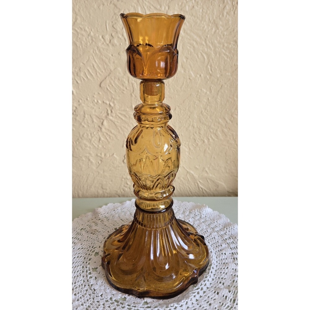 Rare‎ Amber Decanter St. Julian Wine Co. Victorian With Candle Holder 40's